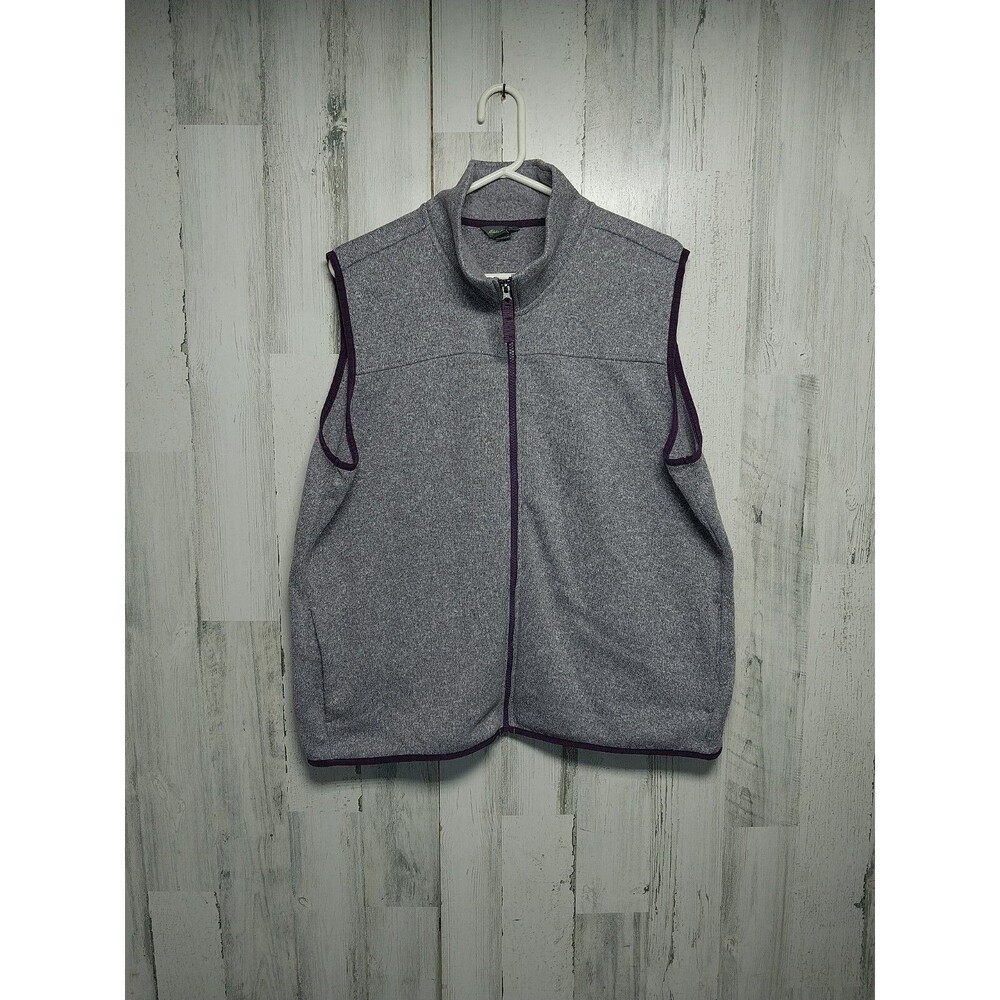Eddie Bauer Women's 2XL Purple Marled Full Zip Up Knit Vest Sweater